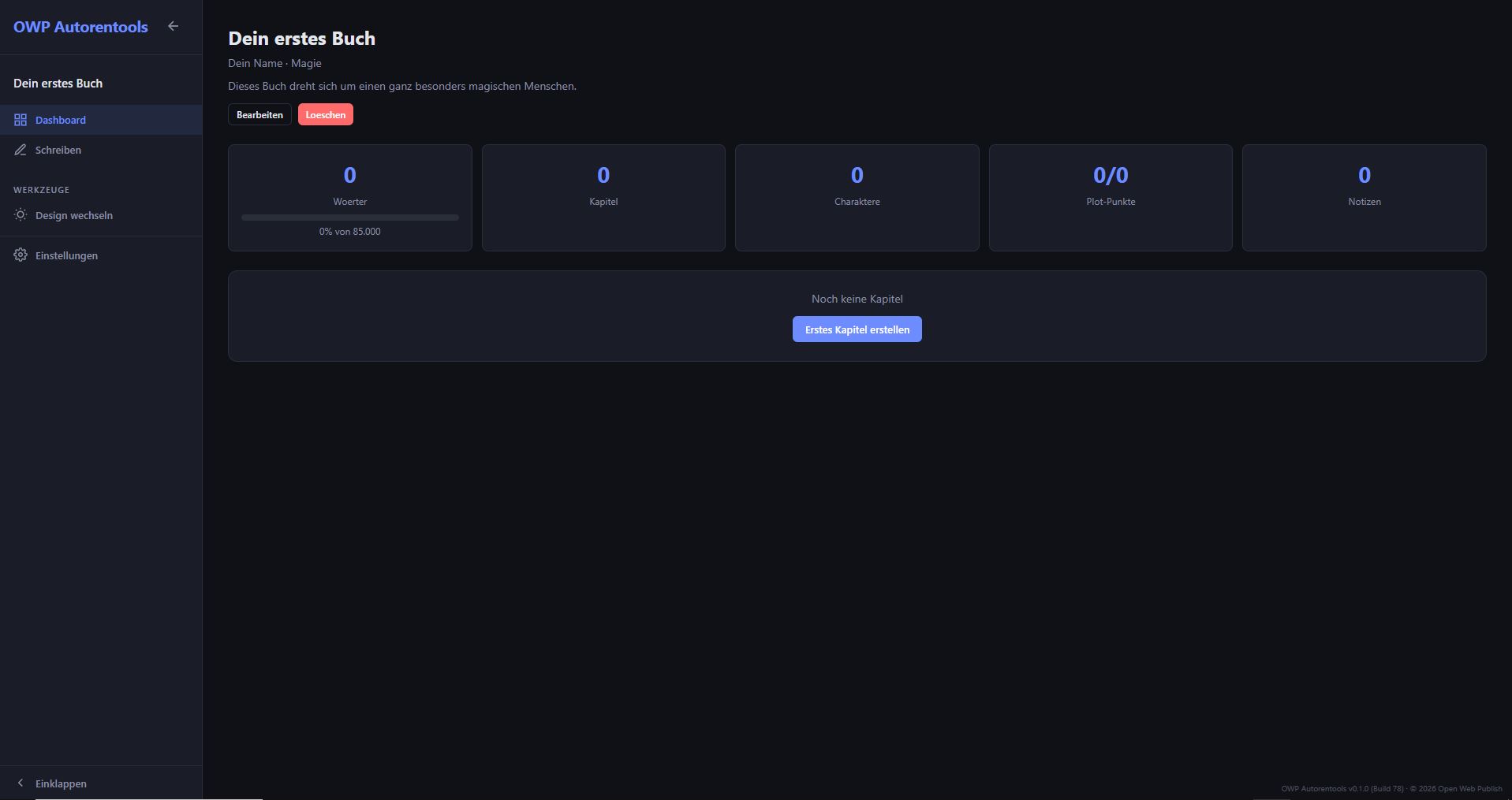 Dashboard Buch-Ansicht