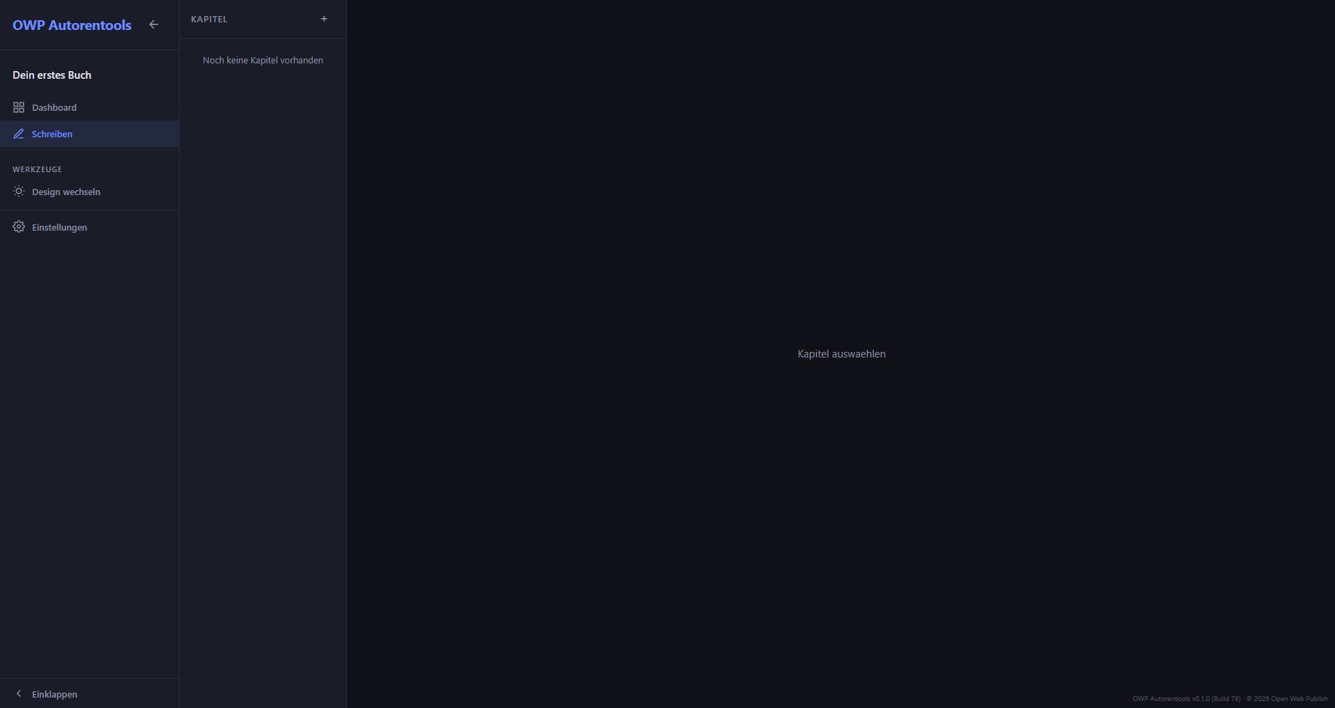 Schreib-Ansicht ohne Kapitel